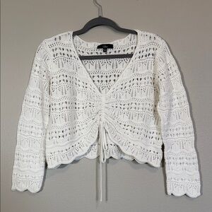 Lulus White Crochet Knit Cardigan